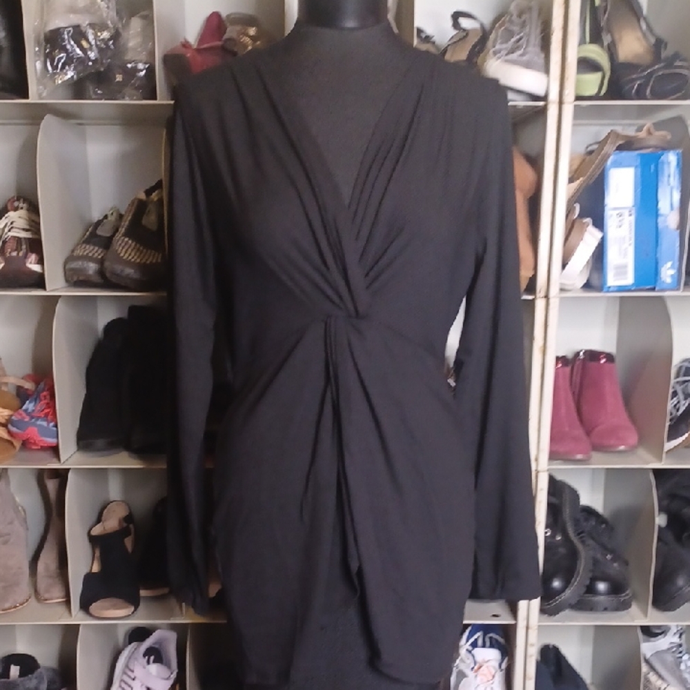 Ruby Ribbon Black Long Sleeve Knot Tunic
